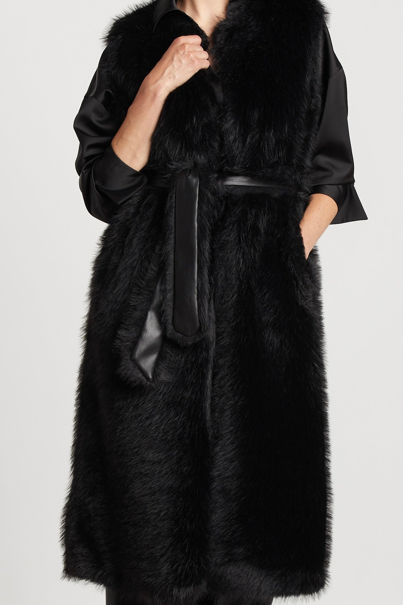 Stevie Long Faux Fur Sleeveless Vest