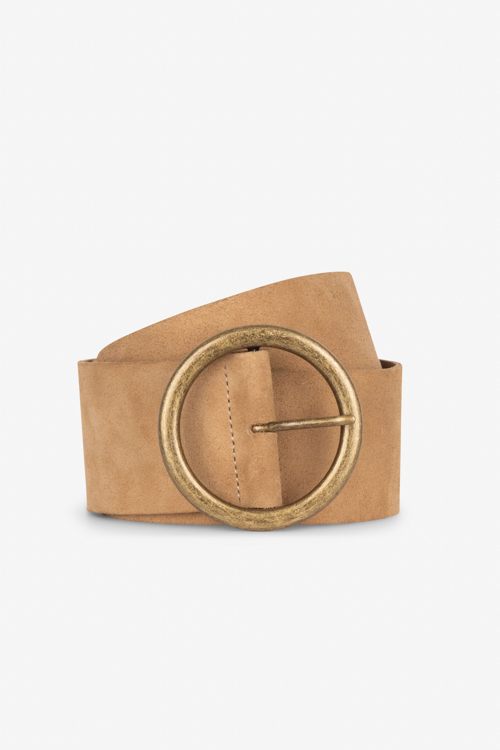 Suede Belt With Round Buckle - Banebrook Collections