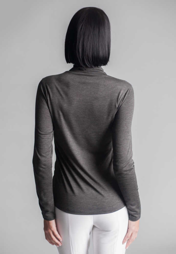 Take-Out Turtleneck Shirt-Shirts-Buki-Charcoal Grey-back