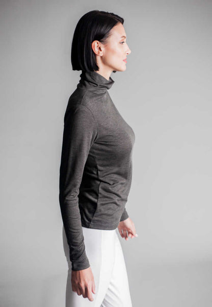 Take-Out Turtleneck Shirt-Shirts-Buki-Charcoal Grey-side