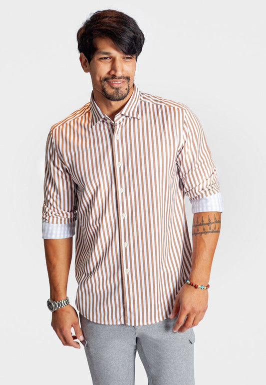 The Go Big Stripe Long Sleeve Tech Shirt-Long Sleeve Shirts, Espresso-Buki