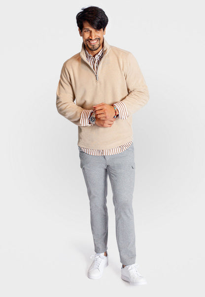 Voey Quarter Zip Sweatshirt-Sweatshirts, Camel-Buki-full body front