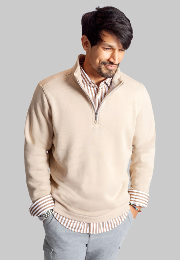 Voey Quarter Zip Sweatshirt-Sweatshirts, Camel-Buki