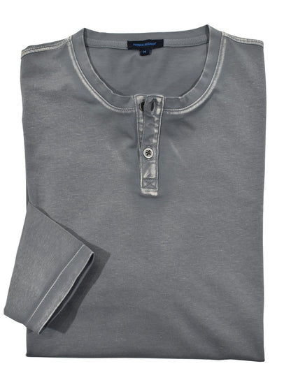 The henley is a must-have for any fashion-forward individual. Made in Italy by the Assaraf team, this long sleeve henley offers a contemporary and updated look. Its washed style adds a unique touch and makes it a versatile piece for any wardrobe. Soft washed cotton and a classic fit. Colors: Blue or Charcoal