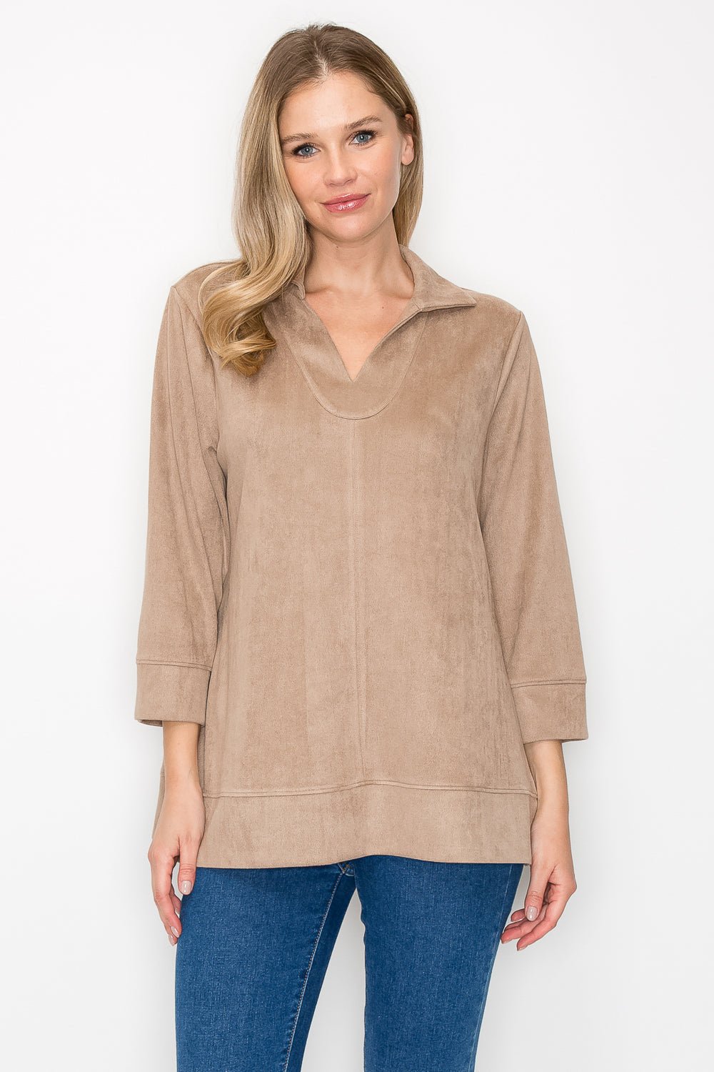 Addison Stretch Suede Top - JOH APPAREL - Banebrook Collections