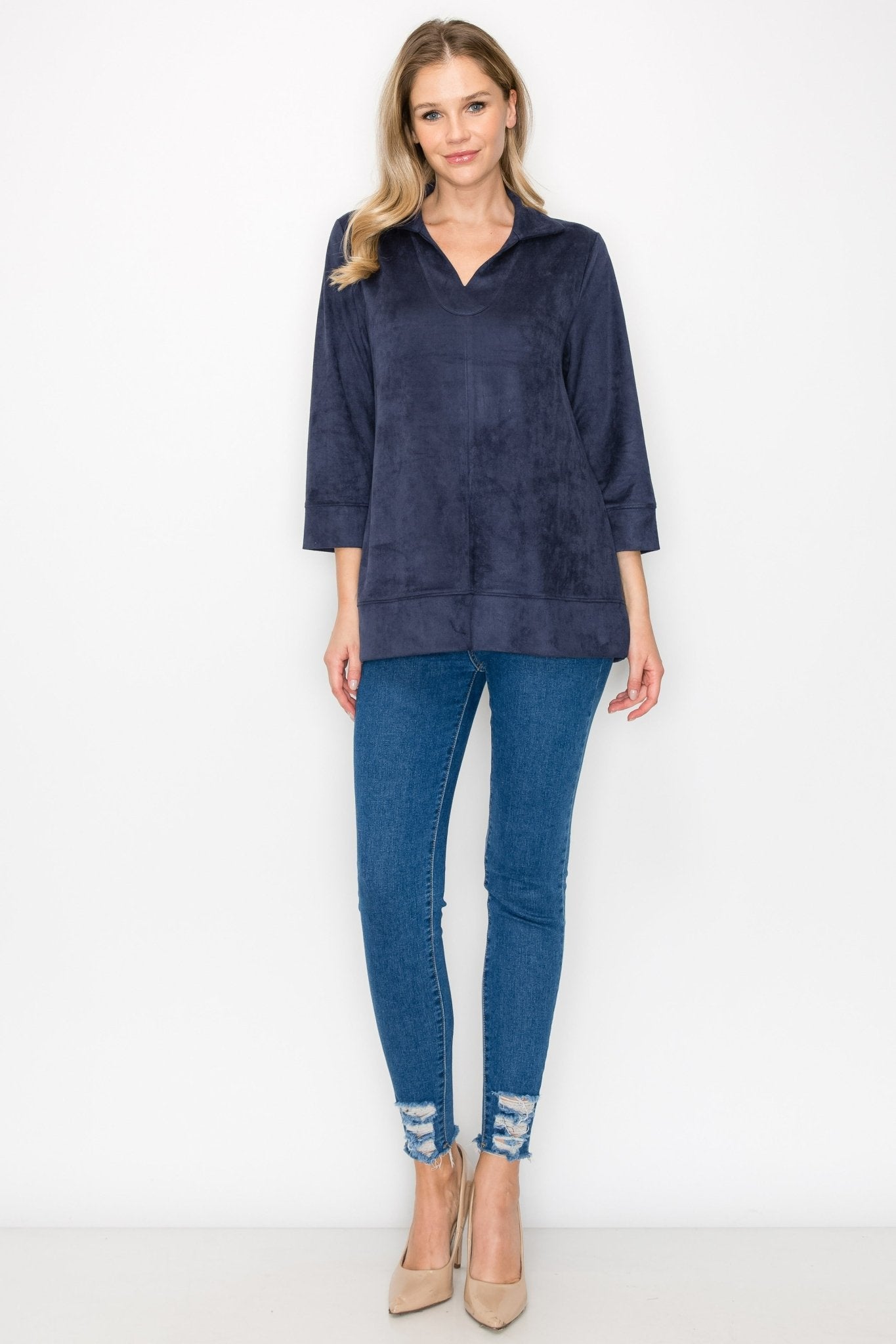 Addison Stretch Suede Top - JOH APPAREL - Banebrook Collections