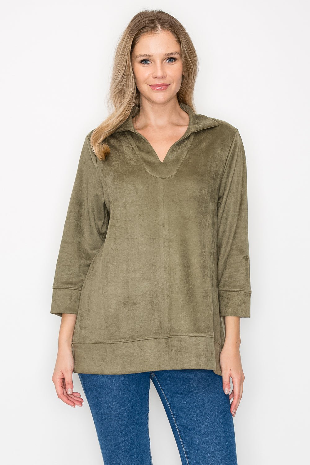 Addison Stretch Suede Top - JOH APPAREL - Banebrook Collections