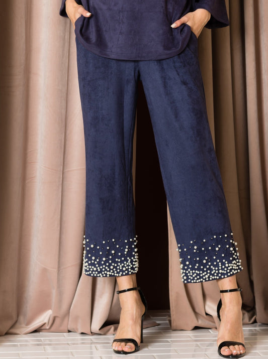 Allure Suede Pant with Pearls - JOH APPAREL - Banebrook Collections