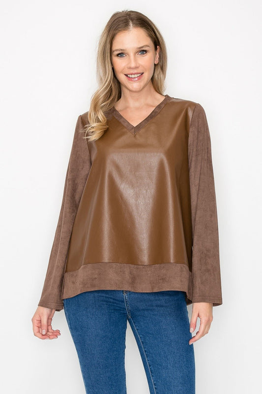 Annabelle Suede Top With Leather - JOH APPAREL - Banebrook Collections