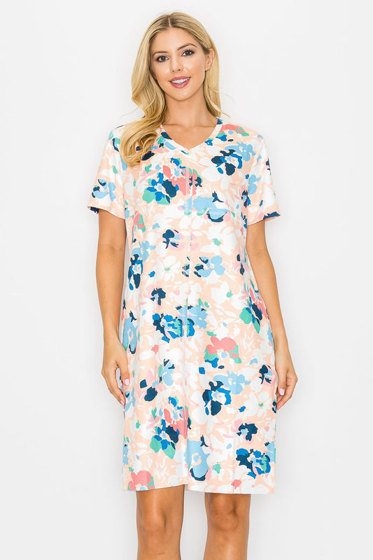 Audrey Stretch Suede Dress - Multi Flower Print - JOH APPAREL - Banebrook Collections