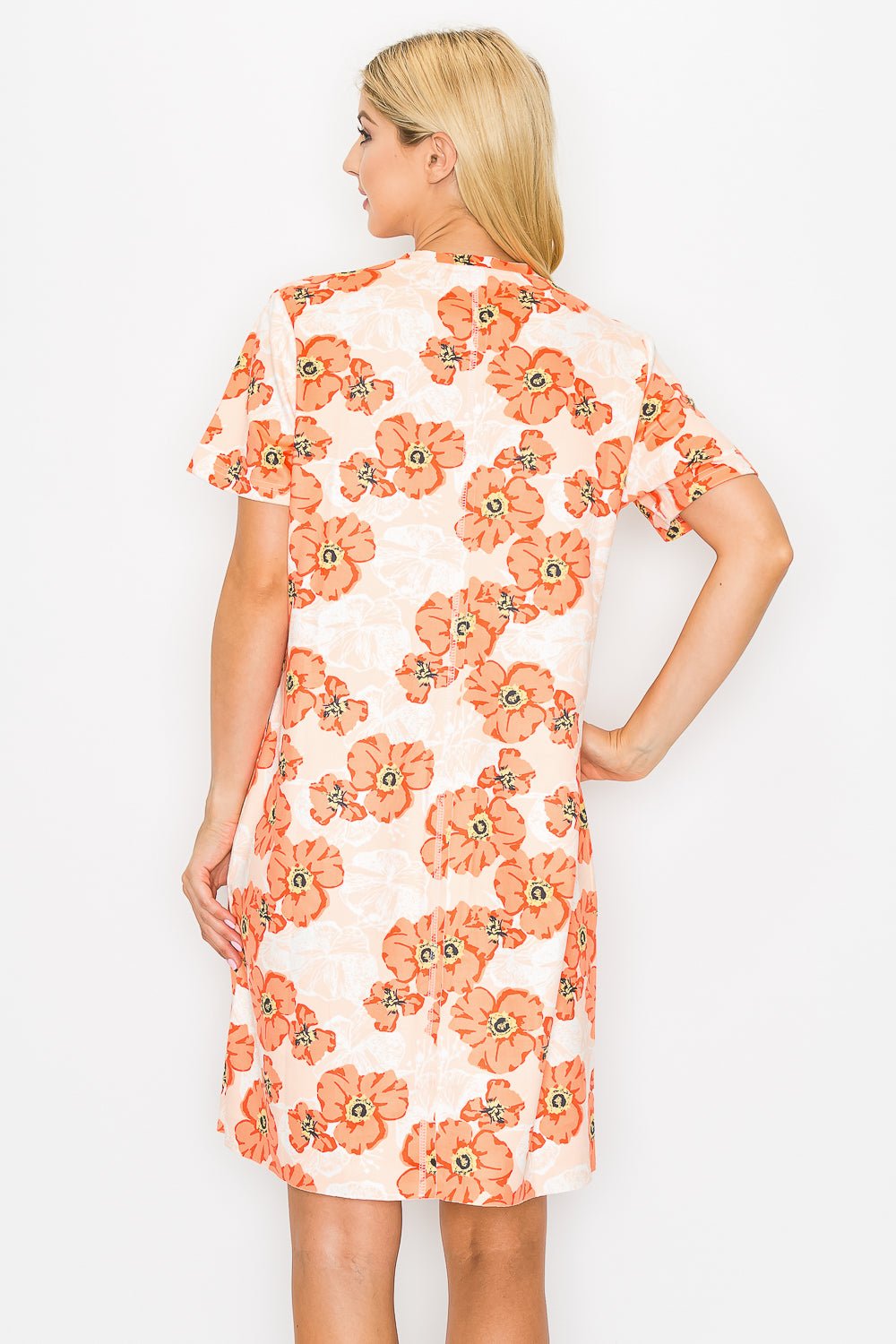 Audrey Stretch Suede Dress - Poppy Flower Print - JOH APPAREL - Banebrook Collections