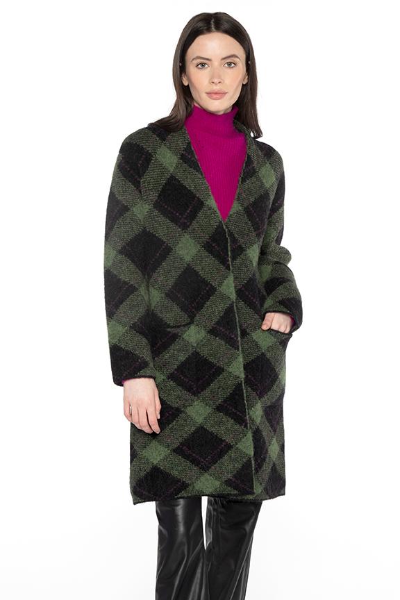 Bias Plaid Cardigan - KINROSS CASHMERE - Banebrook Collections