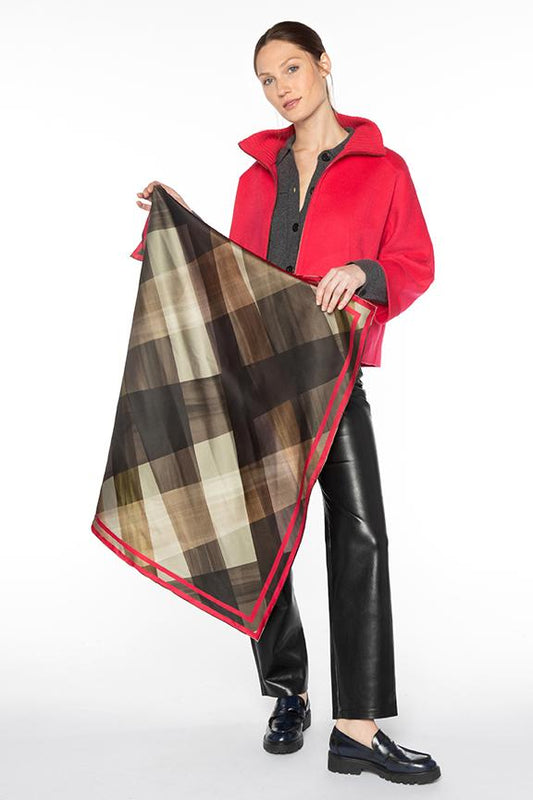 Bias Plaid Print Scarf - KINROSS CASHMERE - Banebrook Collections