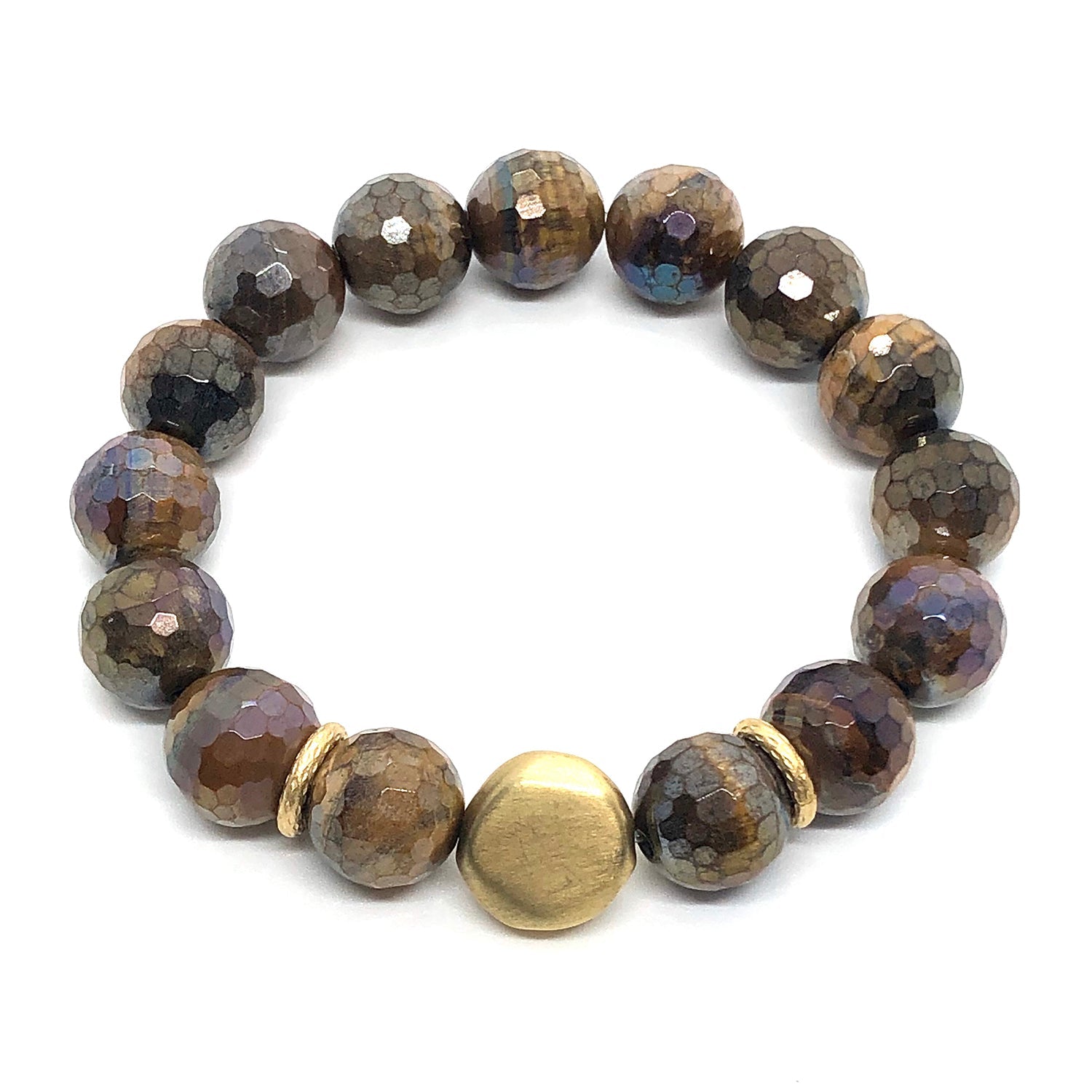 Brown Glazed Tiger Eye Stretch Bracelet - DEBORAH GRIVAS - Banebrook Collections