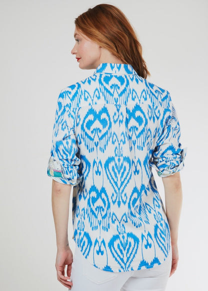 Cannes Popover Blue White Ikat - DIZZY LIZZIE - Banebrook Collections