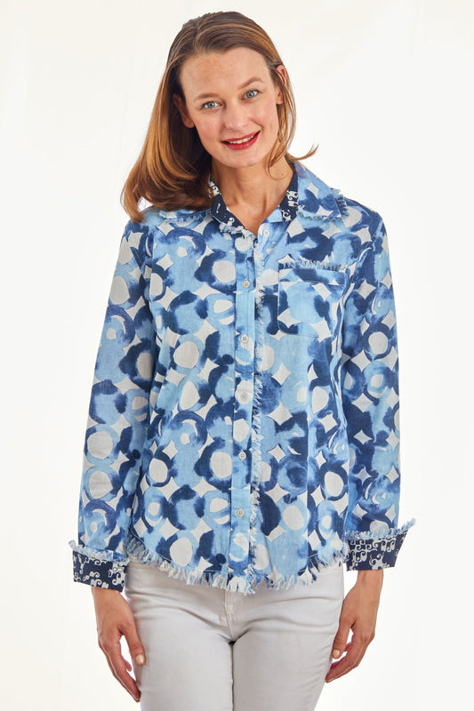 Cape Cod Tunic Blues Watercolor Print - DIZZY LIZZIE - Banebrook Collections