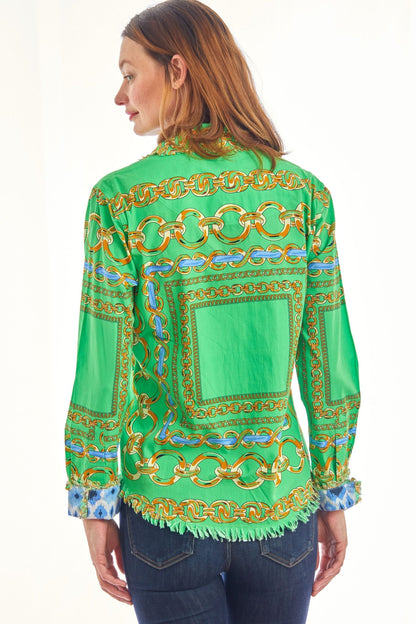 Cape Cod Tunic Green Blue Links - DIZZY LIZZIE - Banebrook Collections