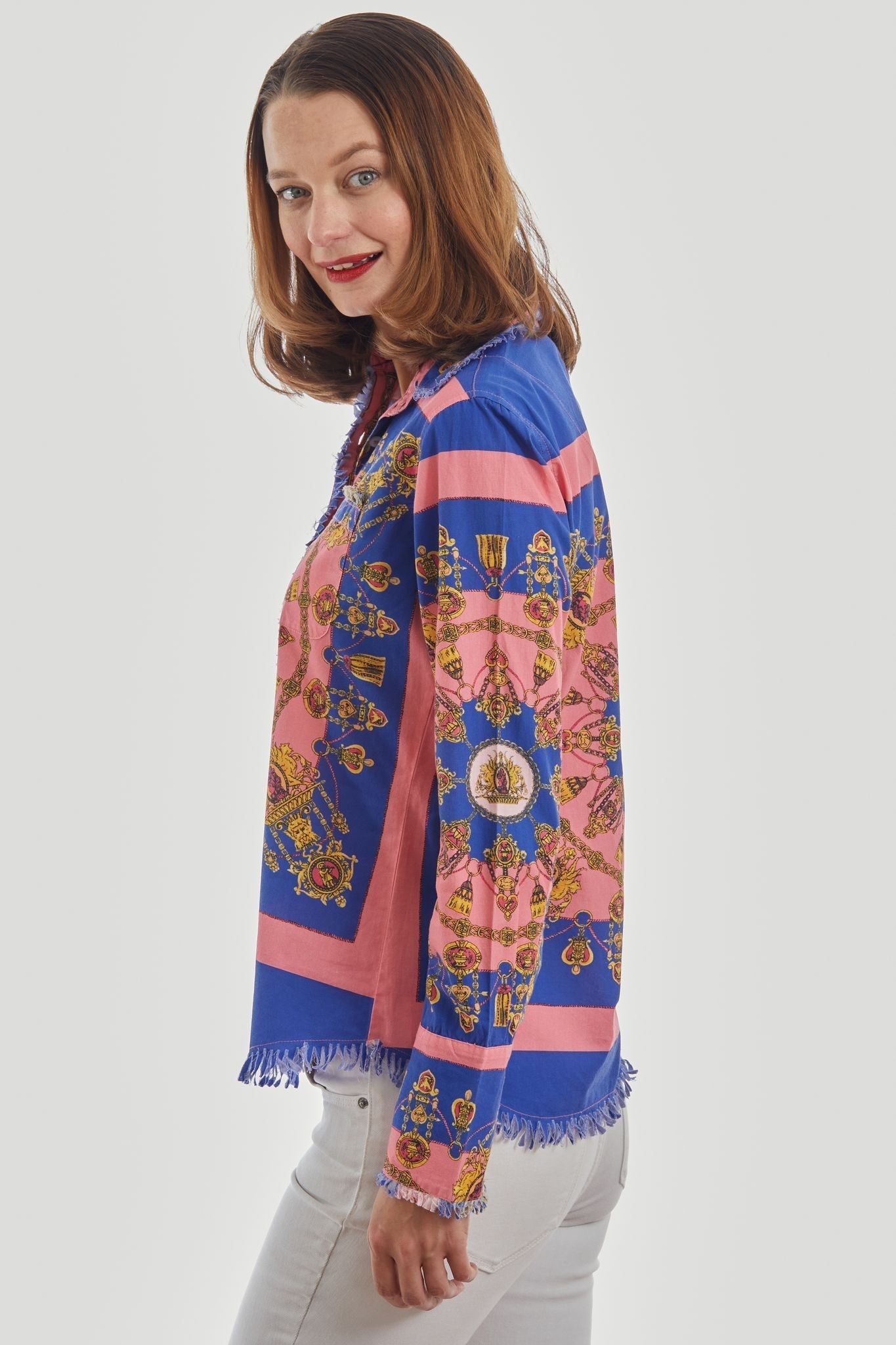 Cape Cod Tunic Navy Pink With Gold Engineered - DIZZY LIZZIE - Banebrook Collections