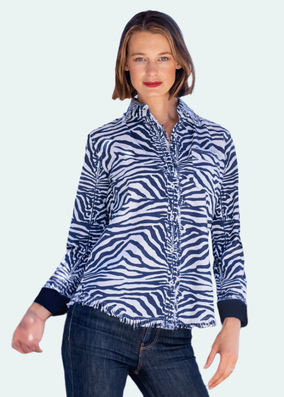 Cape Cod Tunic Navy Zebra Stripe - DIZZY LIZZIE - Banebrook Collections