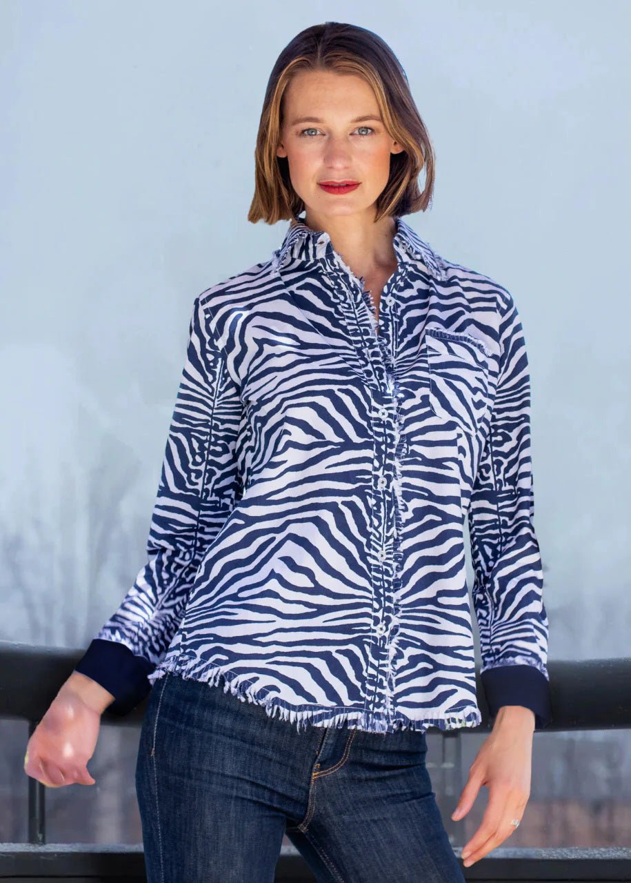 Cape Cod Tunic Navy Zebra Stripe - DIZZY LIZZIE - Banebrook Collections