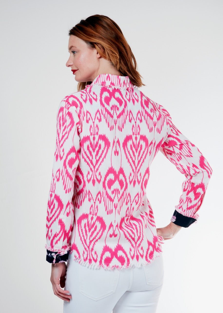 Cape Cod Tunic Pink White Ikat - DIZZY LIZZIE - Banebrook Collections