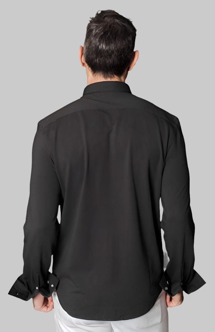 Single Shot Shirt-Long Sleeve Shirts, black, back-Buki