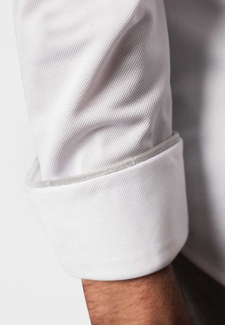 Classic White Long Sleeve Button Down Tech Shirt - BUKI - Banebrook Collections