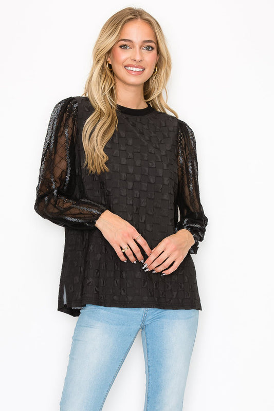 Connie Textured Lace Top - JOH APPAREL - Banebrook Collections