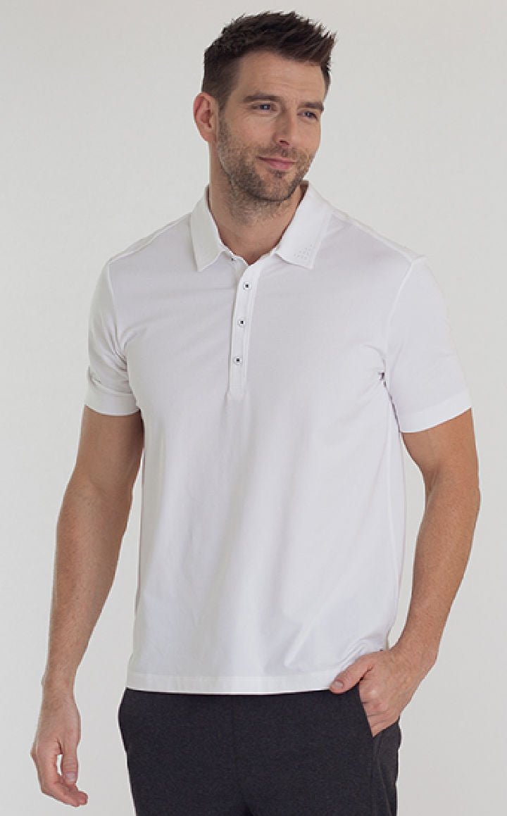 Coolest Polo Tech Shirt White - BUKI - Banebrook Collections