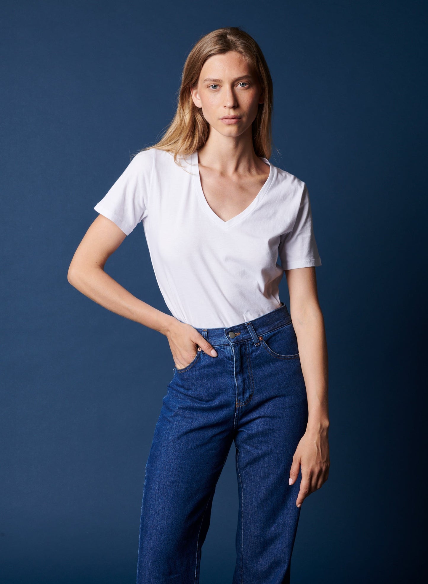 Cotton 'Silk Touch' Short Sleeve Semi - Relaxed V - Neck T-Shirt - MAJESTIC FILATURES - Banebrook Collections