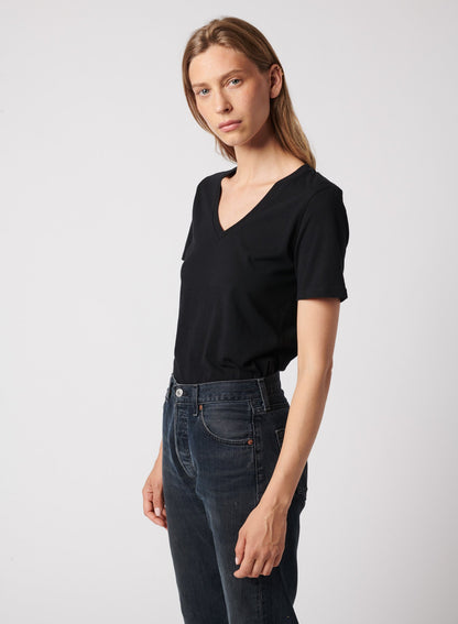 Cotton 'Silk Touch' Short Sleeve Semi - Relaxed V - Neck T-Shirt - MAJESTIC FILATURES - Banebrook Collections