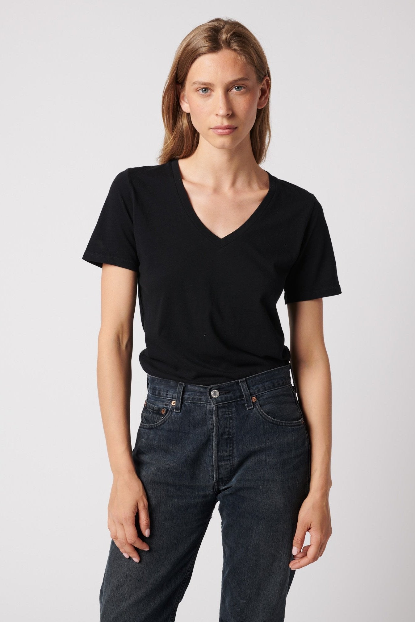 Cotton 'Silk Touch' Short Sleeve Semi - Relaxed V - Neck T-Shirt - MAJESTIC FILATURES - Banebrook Collections