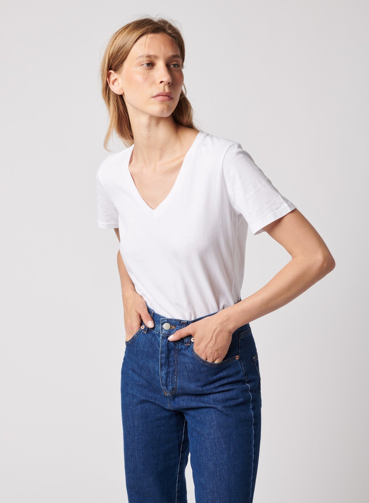 Cotton 'Silk Touch' Short Sleeve Semi - Relaxed V - Neck T-Shirt - MAJESTIC FILATURES - Banebrook Collections