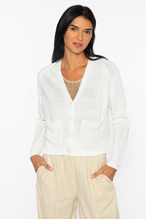 Crop Button Cardigan - KINROSS CASHMERE - Banebrook Collections