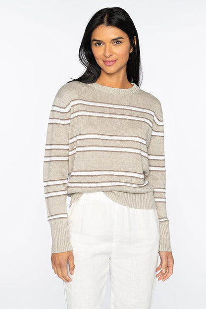 Crop Stripe Crew - KINROSS CASHMERE - Banebrook Collections