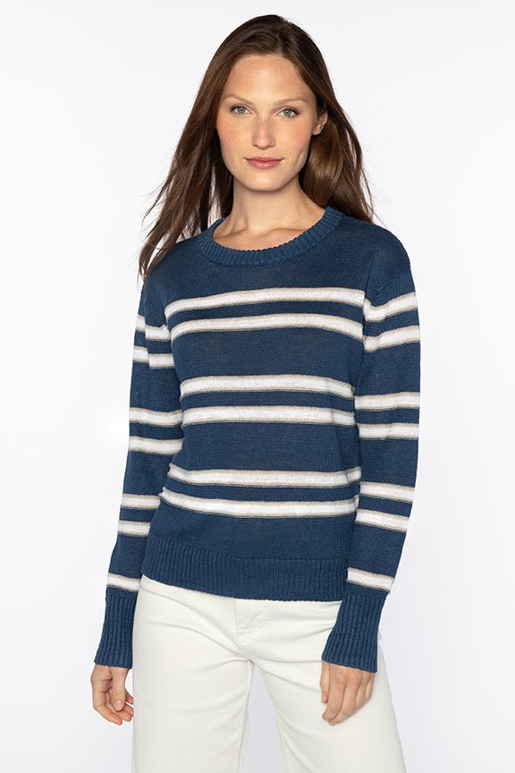 Crop Stripe Crew - KINROSS CASHMERE - Banebrook Collections