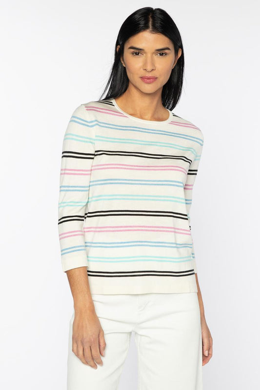 Double Stripe Crew - KINROSS CASHMERE - Banebrook Collections