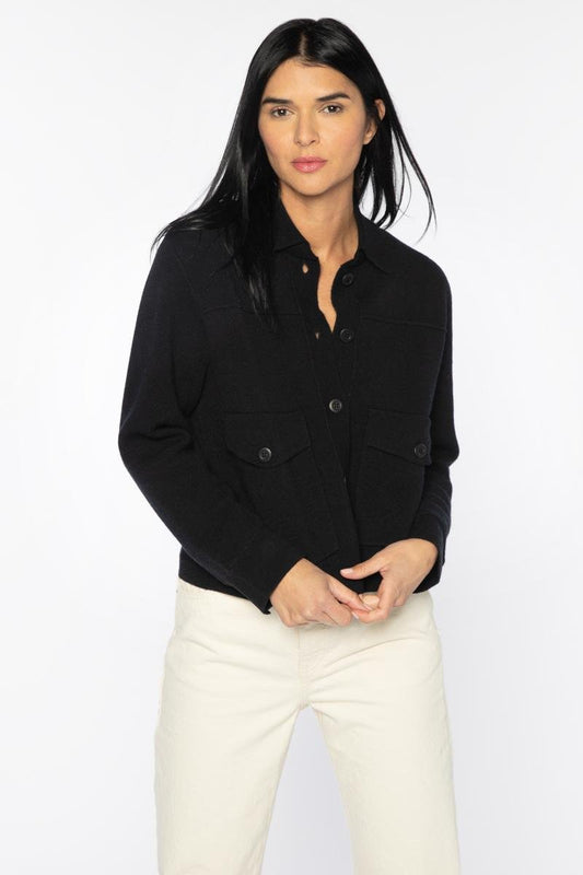 Doubleknit Crop Shacket - KINROSS CASHMERE - Banebrook Collections