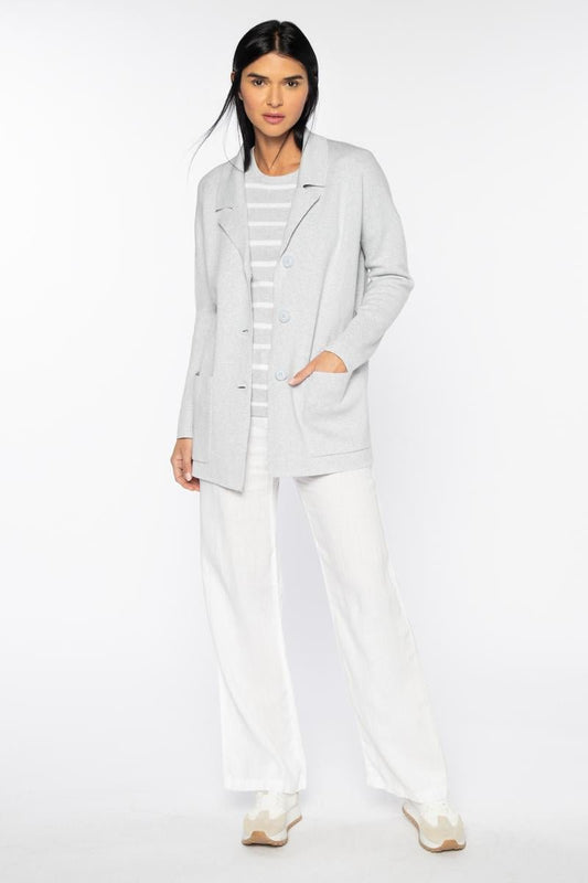 Doubleknit Easy Notch Collar Cardigan - KINROSS CASHMERE - Banebrook Collections