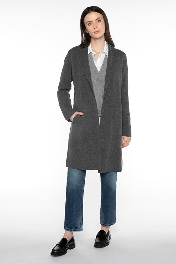 Doubleknit Notch Collar Cardigan - KINROSS CASHMERE - Banebrook Collections