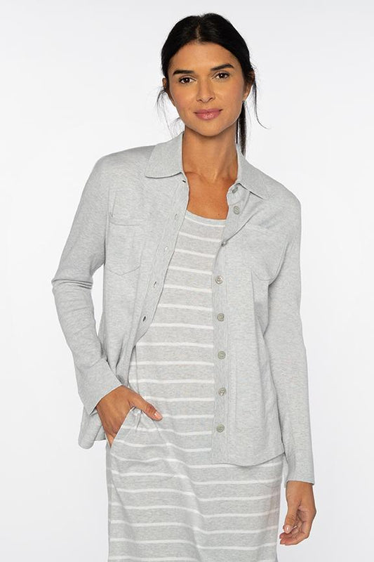 Easy Shirt Cardigan - KINROSS CASHMERE - Banebrook Collections