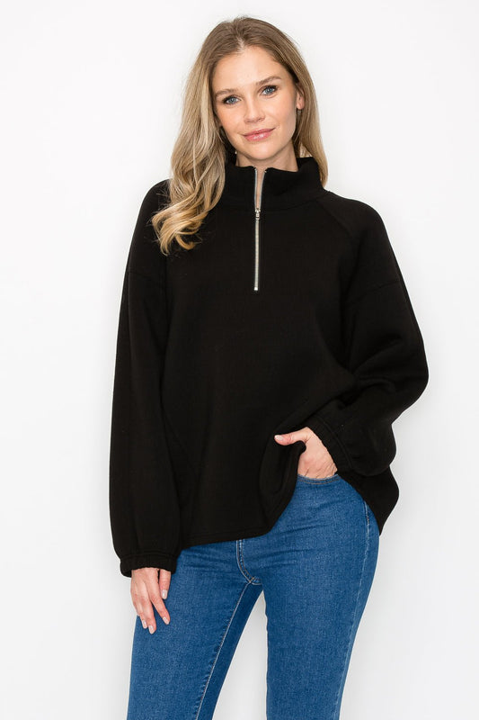 Fatima Half - Zip Pullover Top - JOH APPAREL - Banebrook Collections