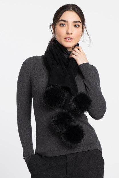 Faux Fur Poms Scarf - KINROSS CASHMERE - Banebrook Collections