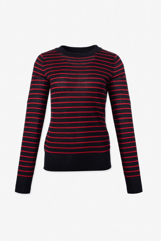 Fine Merino Blend Crew Neck Striped Sweater - IRIS SETLAKWE - Banebrook Collections