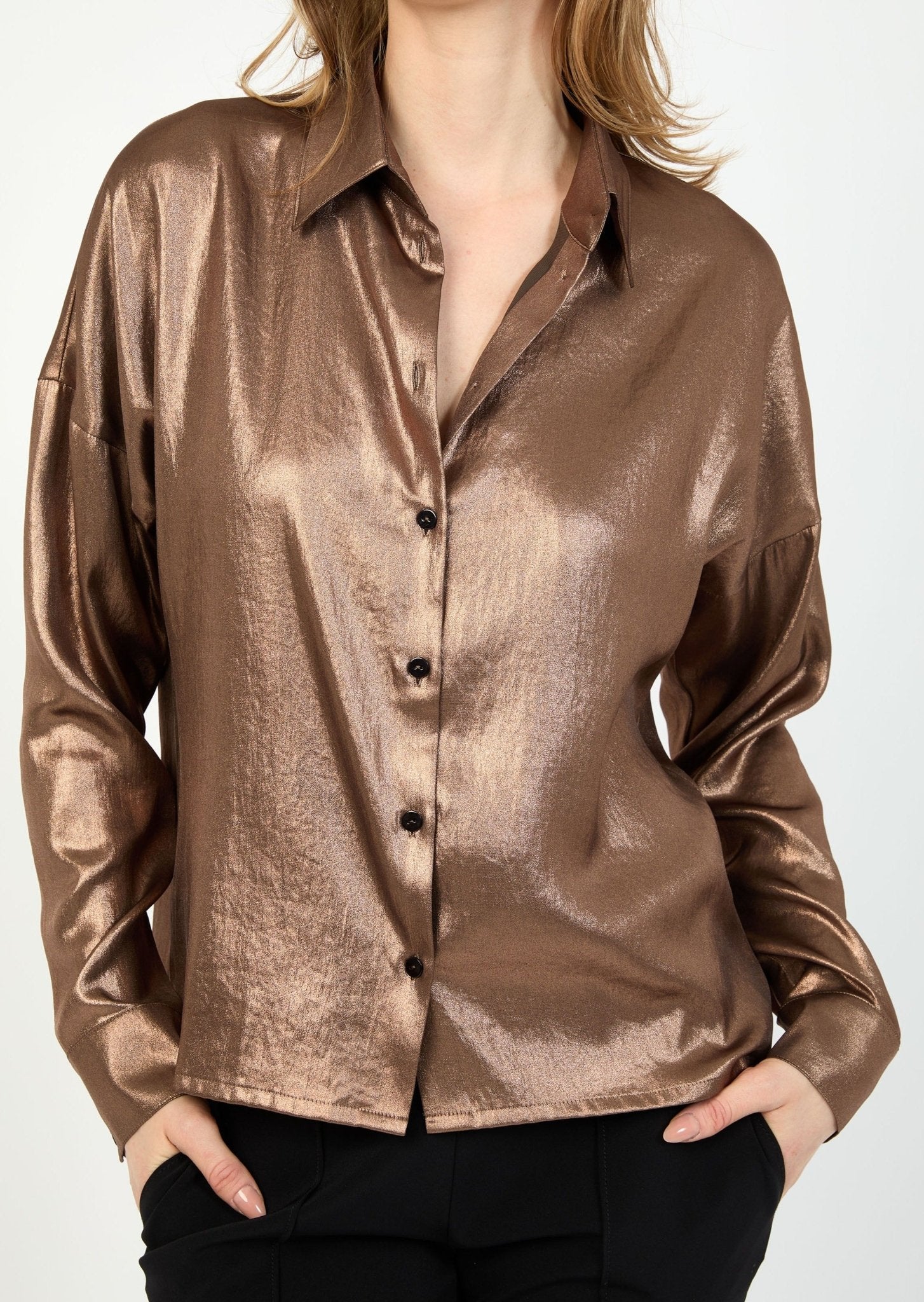 Foiled Satin Shirt - HILTON HOLLIS - Banebrook Collections