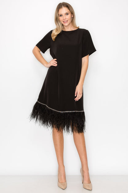 Jan Feathered Dress - JOH APPAREL - Banebrook Collections