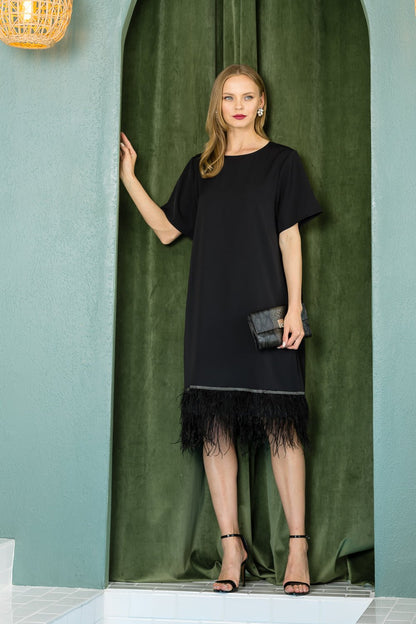 Jan Feathered Dress - JOH APPAREL - Banebrook Collections