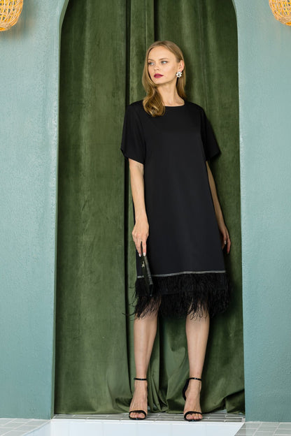 Jan Feathered Dress - JOH APPAREL - Banebrook Collections