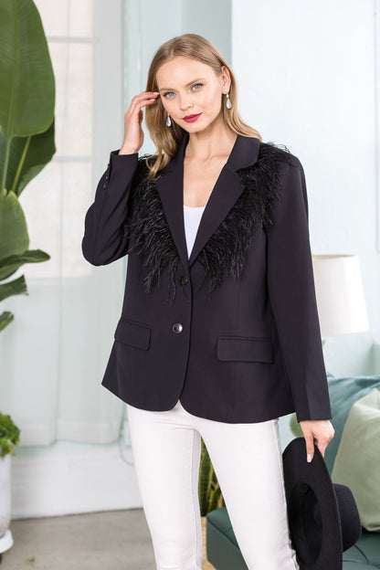 Jane Jacket With Feathers - JOH APPAREL - Banebrook Collections