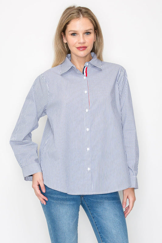 Jasmine Cotton Pinstripe Shirt - JOH APPAREL - Banebrook Collections